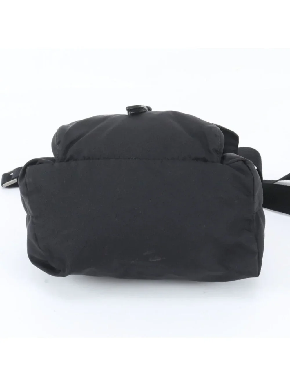 Prada Tessuto Nylon Triangle Logo Leather Shoulder Bag Crossbody Messenger Black